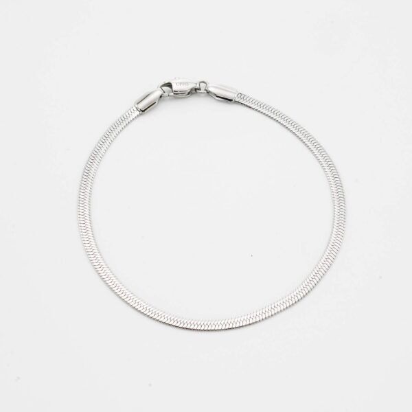 Vandfast Fladt Snake armbånd i sølv look – 3 mm stål (16, 18 og 20 cm)