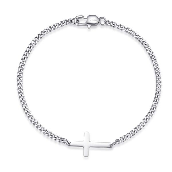 Vandfast Celestino Kors Armbånd i Stål med Ægte Sølvbelægning (PVD) til mænd – 19 x 10 mm