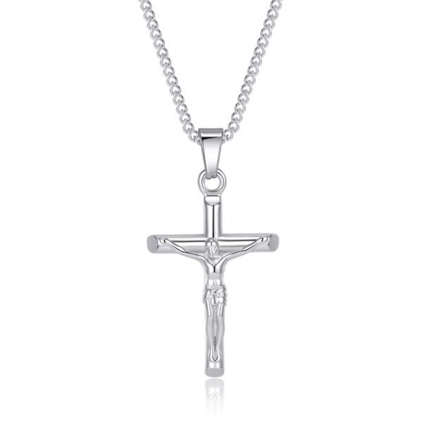Vandfast Kristus på Kors Halskæde i Sølvbelagt Stål (PVD) til mænd