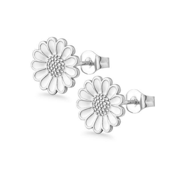 Copenhagen smykker - Vandfaste Marguerit ørestikker i sølvbalgt stål (PVD) 10mm