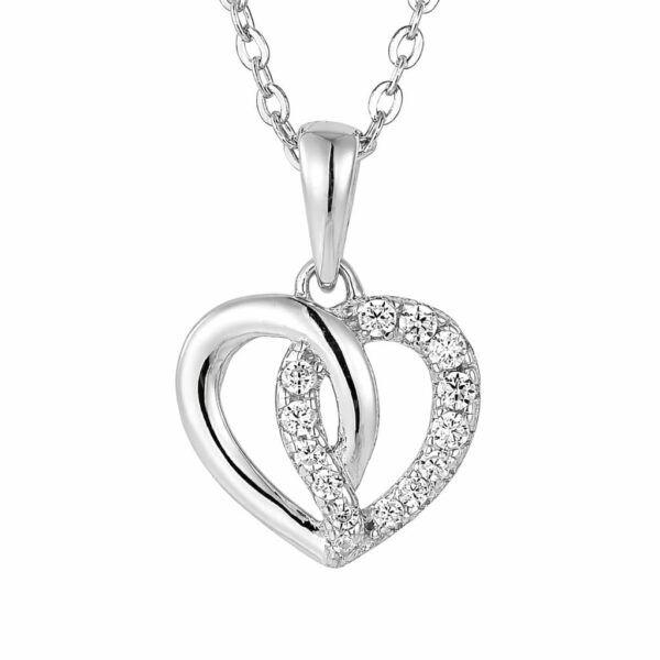 Copenhagen smykker - Sølv sammenflettet infinity Hjerte Halskæde belagt med rhodium med zirkonia sten