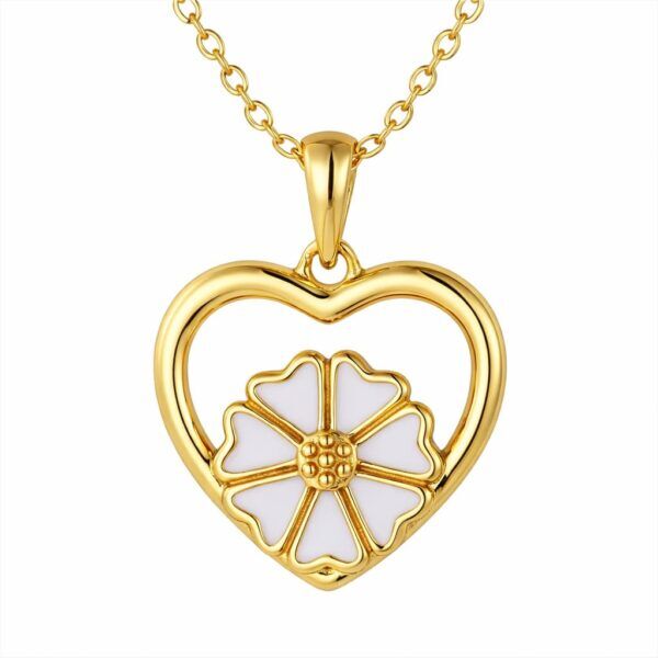 Copenhagen smykker - Sølvforgyldt Marguerit Hjerte Halskæde i 18 kt guldbelægning