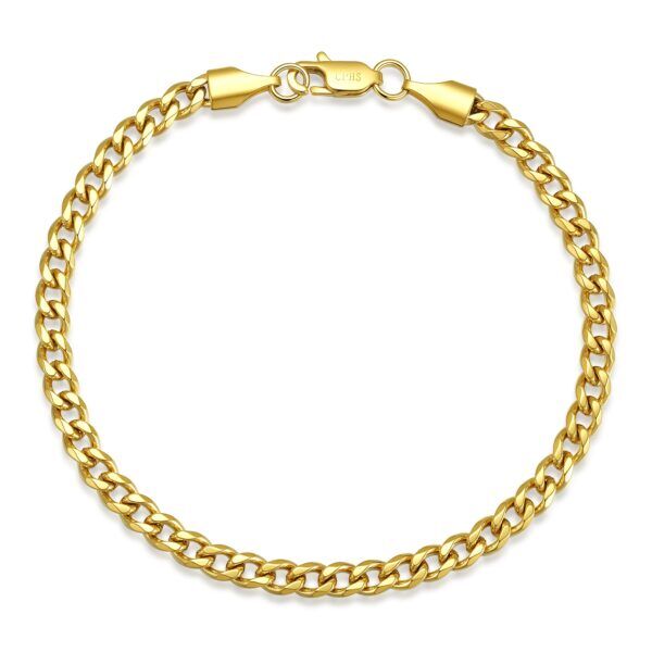 Vandfast Nero 4 mm: Guld belagt armbånd (Panser) til Mænd - 18, 19 & 21 cm