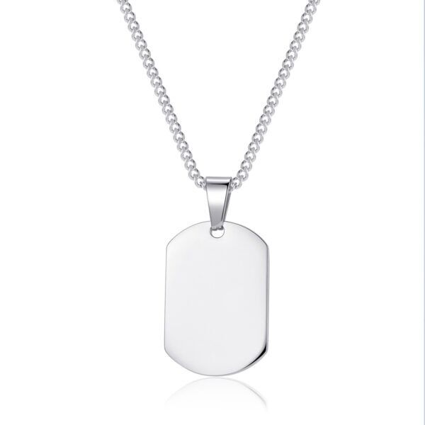 Vandfast Dog Tag Halskæde Sølvbelægning (PVD) til mænd - Mulighed for indgravering