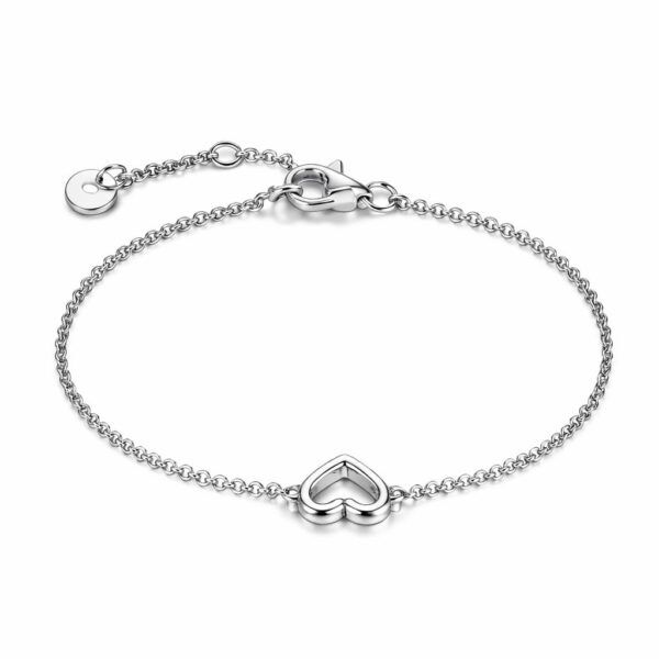 Copenhagen smykker - Sølv Hjerte armbånd belagt med rhodium Justerbar armbånd 16+3 cm