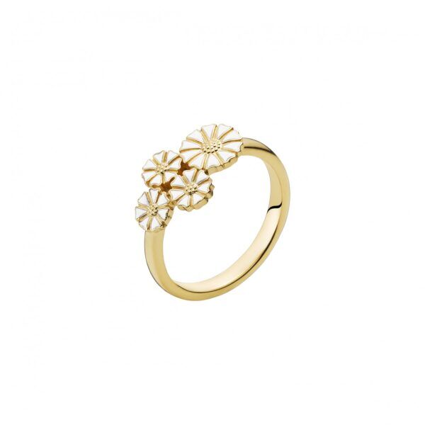 Lund Copenhagen Marguerit ring i forgyldt sølv. 1x7,5+3x5mm
