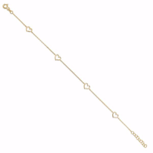 Guld armbånd med 4 hjerter 19cm 8kt.