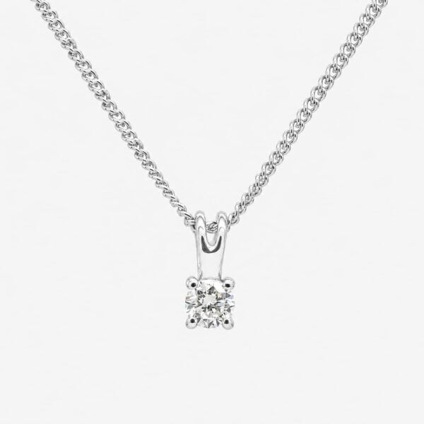 Diamant Solitaire halskæde 14 karat ægte hvidguld - 0,10ct