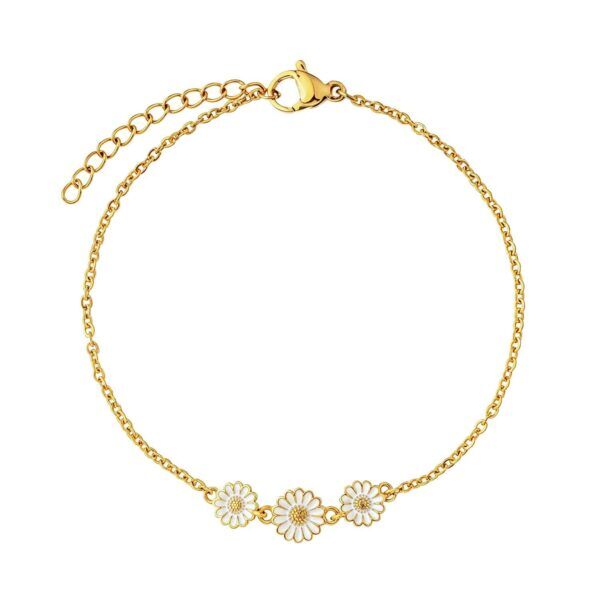 Copenhagen smykker - Vandfast Marguerit Armbånd 18 kt Guldbelagt (PVD) Justerbar 17-20 cm