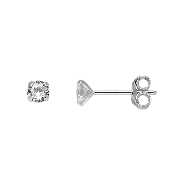 Sølv ørestikker 4 mm facetslebet zirkonia i 4 grabber.