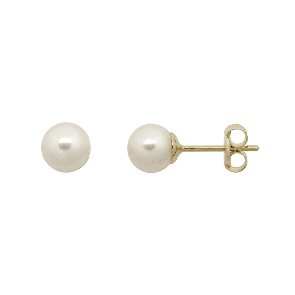Guld perle ørestikker, 5 mm.