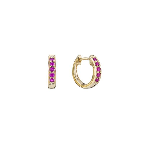 Lund Copenhagen Guld Hoops med rubiner, 8 karat. Ø13mm