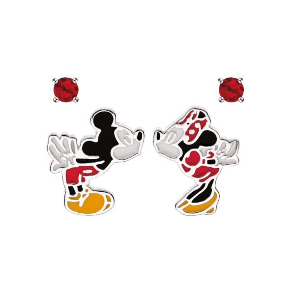 Disney Mickey og Minnie Mouse Kyssende Ørestikker med Syntetisk Rubin