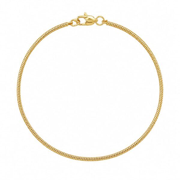 Vandfast snake - 18 karat forgyldt armbånd 1,5 mm (Snake kæde) til Mænd - 18, 19 & 21 cm