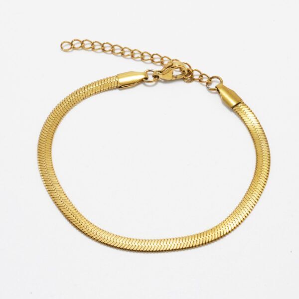 Flad slange armbånd i 18 karat vandfast stål 17+5 cm, 5mm