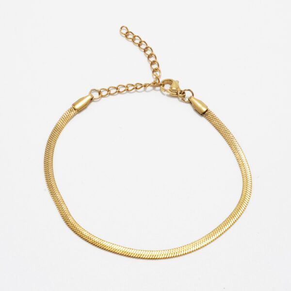 Flad slange armbånd i 18 karat vandfast stål 17+5 cm, 3mm