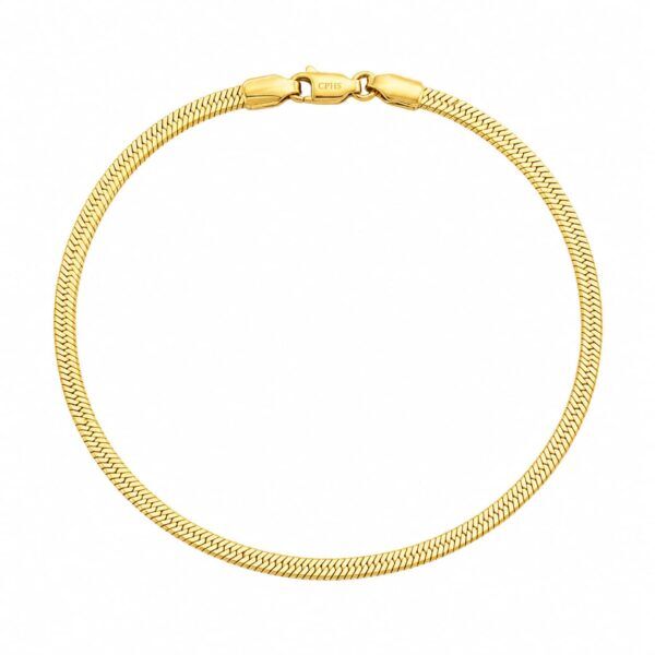 Vandfast Fladt Snake armbånd i guld look – 3 mm stål (16, 18 og 20 cm)