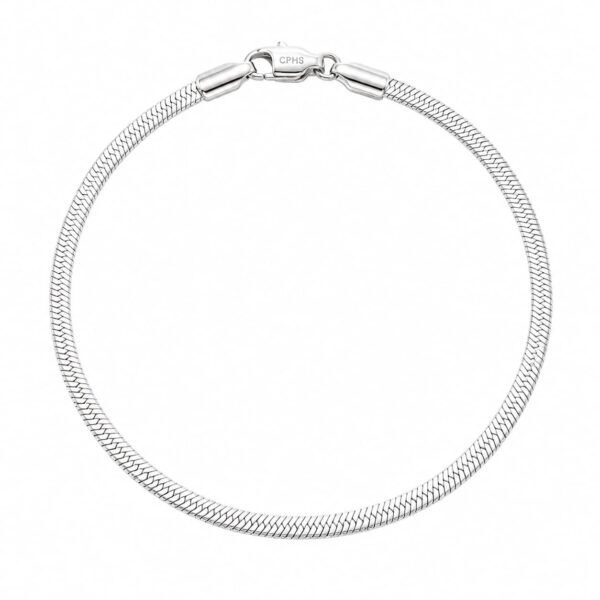 Vandfast Fladt Snake armbånd i sølv look – 3 mm stål (16, 18 og 20 cm)