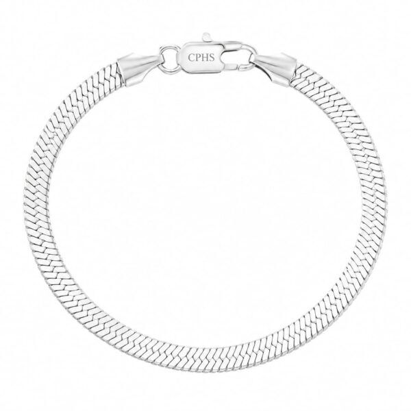 Vandfast Fladt Snake armbånd i sølv look – 5 mm stål (16, 18 og 20 cm)