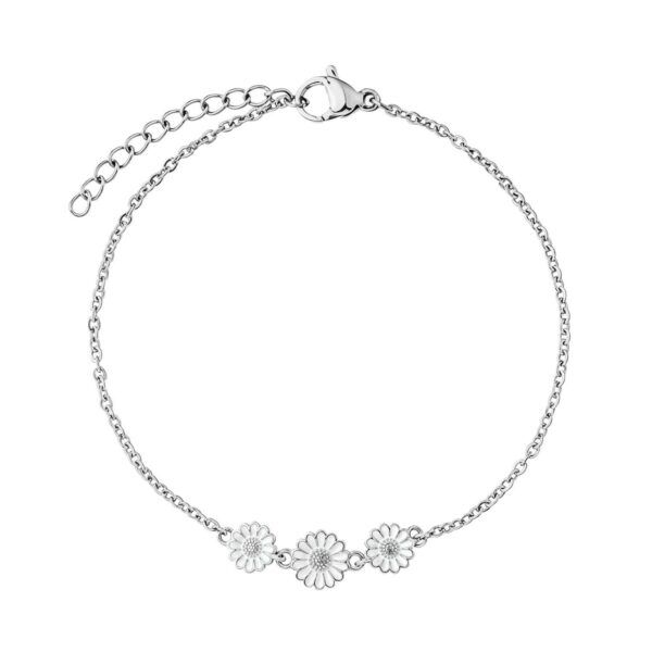 Copenhagen smykker - Vandfast Marguerit Armbånd i sølvbelagt stål (PVD) - Justerbar 17-20 cm