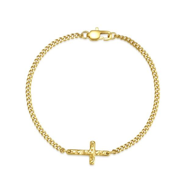 Vandfast Celestino Kors armbånd i stål med Hamret struktur 18 kt guldbelægning (PVD) Til mænd - 19x10 mm