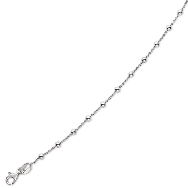 Sølv armbånd rhodineret kugler. Længde 17+4 cm.
