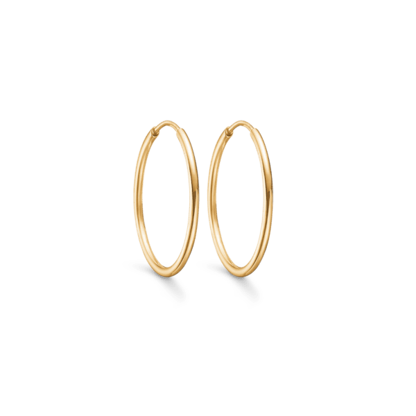 Guld hoops 14 karat, tynde creol øreringe Ø25 x 1,5 mm