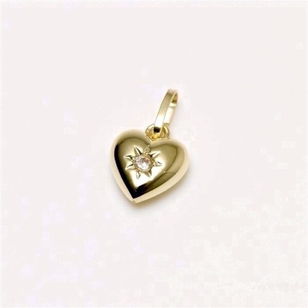 Guld hjerte med zirkonia 8kt. vedhæng - 8mm x 8mm